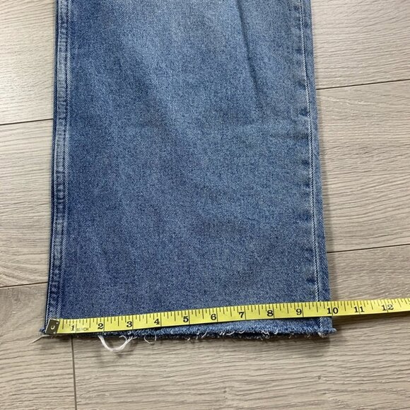 CHEAP MONDAY Ally Blue Gem High Waist Raw Hem Ankle Straight Jeans - Picture 15 of 16